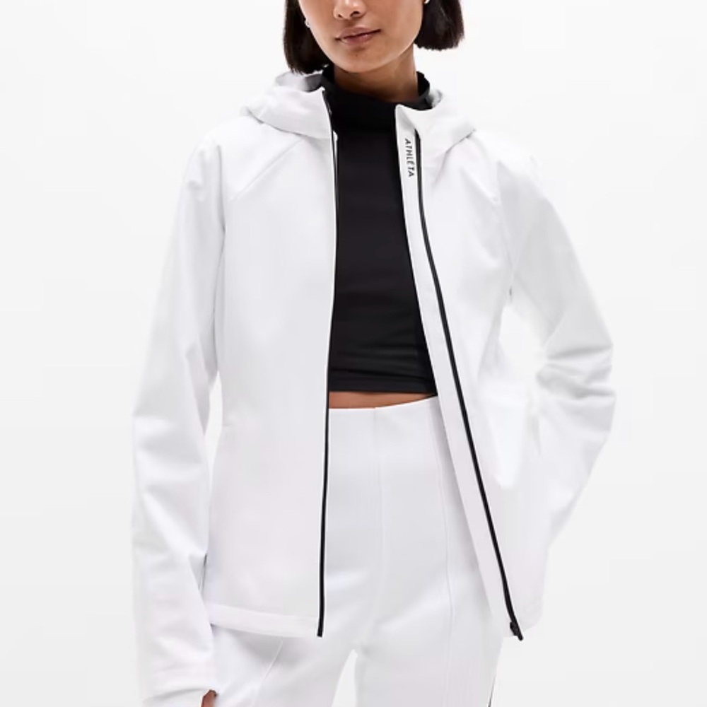 White Hooded Soft-Shell Jacket - Athleta Atmosphere Jacket
